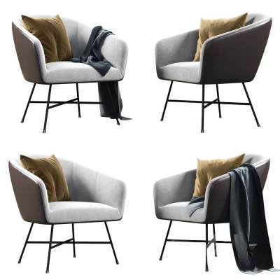 现代休闲椅 抱枕 毯子